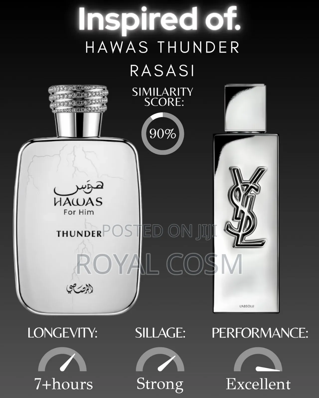 Rasasi Hawas Thunder Original Perfume(Dupe of YSL MYSLF L' ABSOLU)