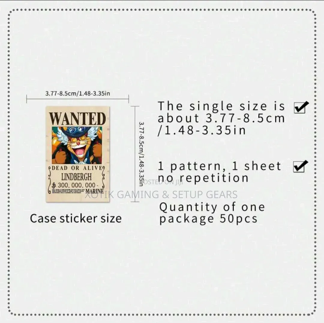 50pcs Anime One Piece Wanted Poster Stickers - For Laptops, Notebooks