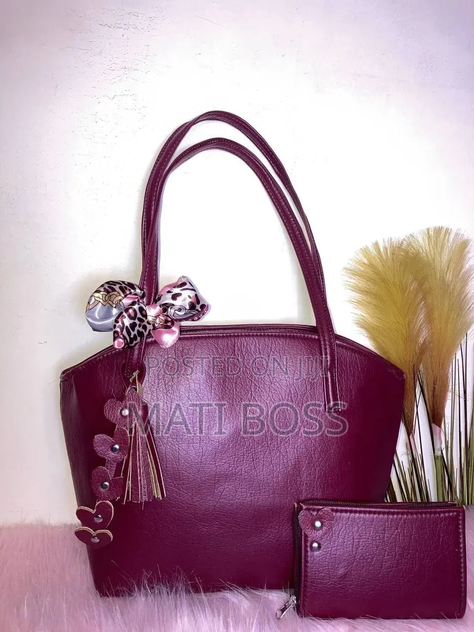 Stylish Women's Handbags in Black, Brown and Burgundy With Gold Chains