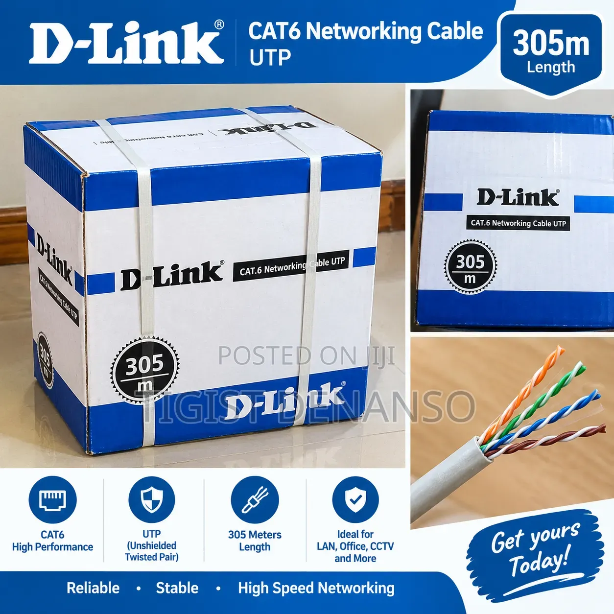 D-Link CAT6 UTP Networking Cable 305m