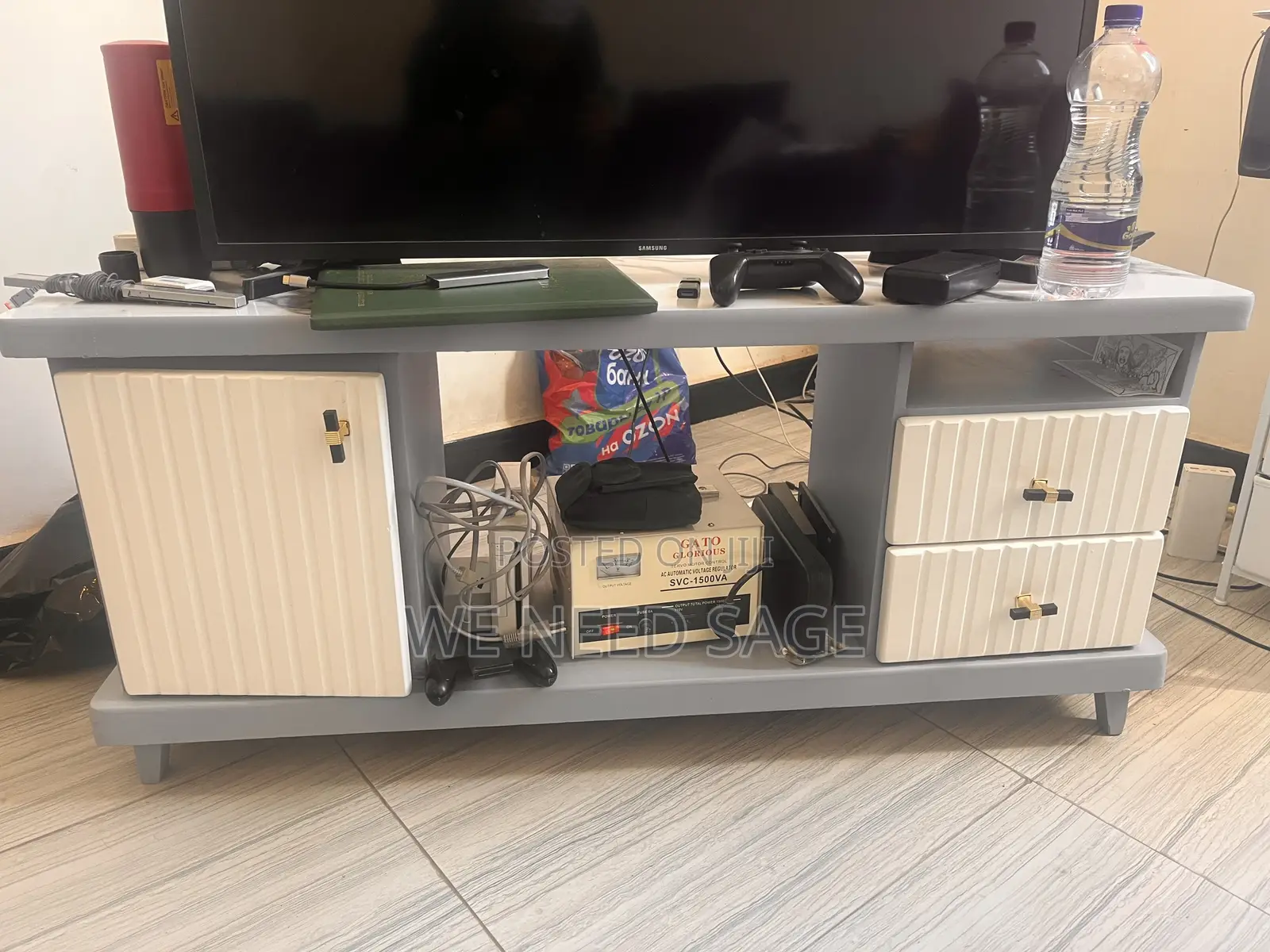 White and Grey TV Stand