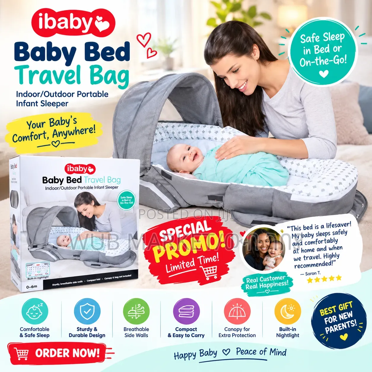 Premium Baby Travel Bag-የልጆች ዘመናዊ ማስተኛ