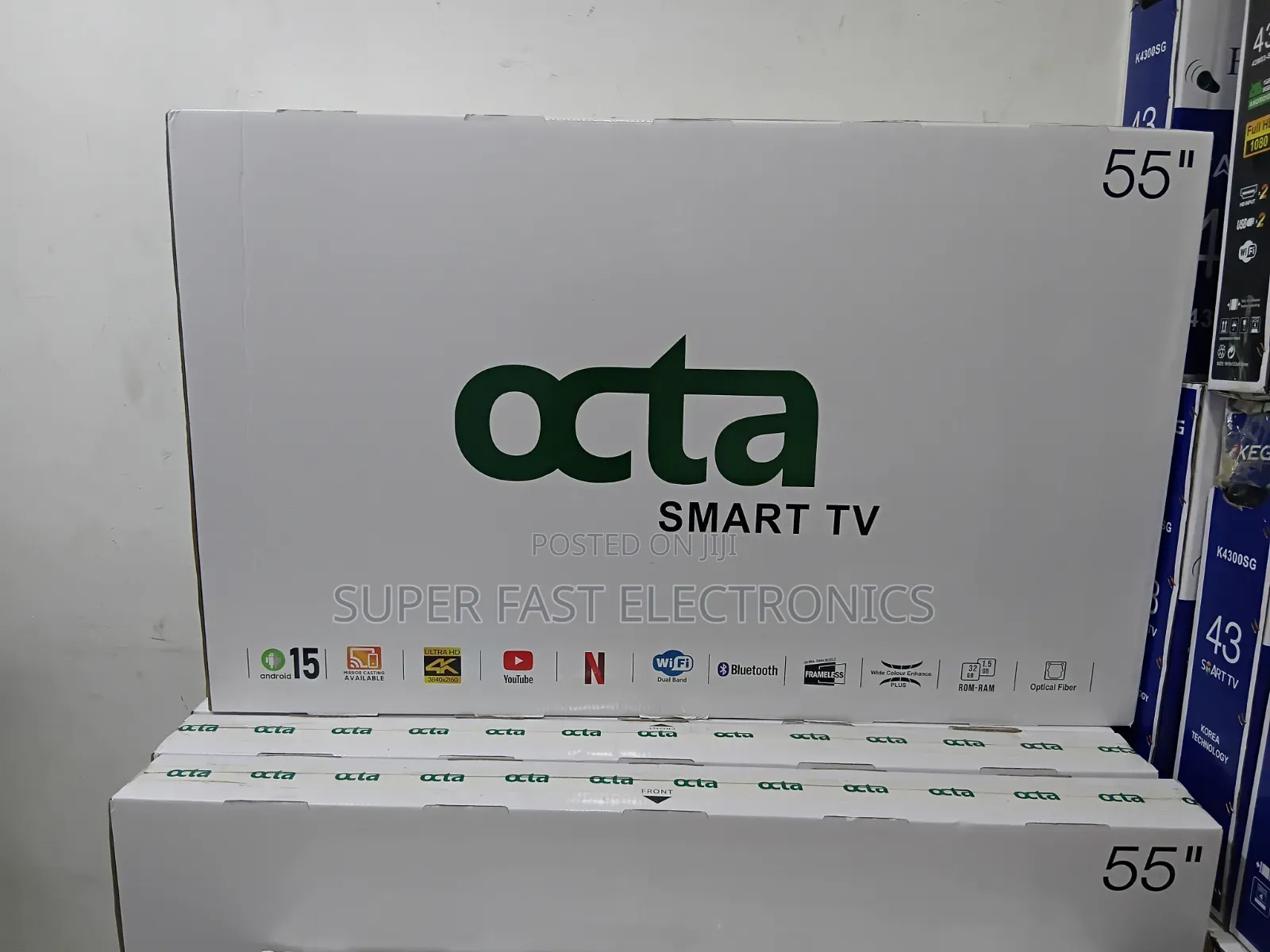 OCTA 55 Inch TV 4K UHD Smart Frameless – Android 15, Wi-Fi & Bluetooth