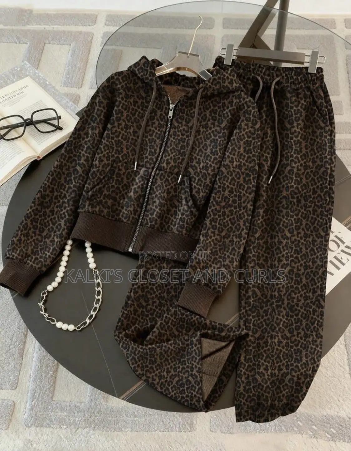 Leopard Print Zip-Up Matchingy Set
