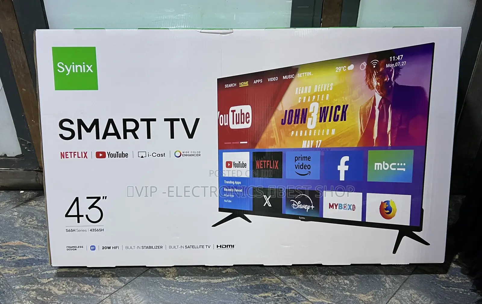 Syinix 43-Inch TV Smart – Netflix, YouTube, 20W Hi-Fi Sound & Built-In
