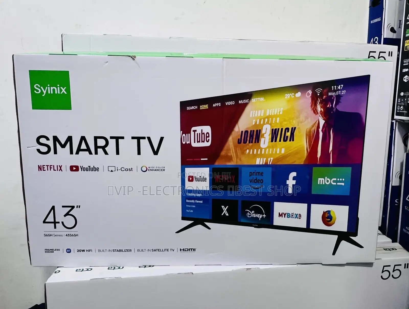 Syinix TV 43 Inch Smart – New 2026 Model 20W Hi-Fi Sound & Built-In