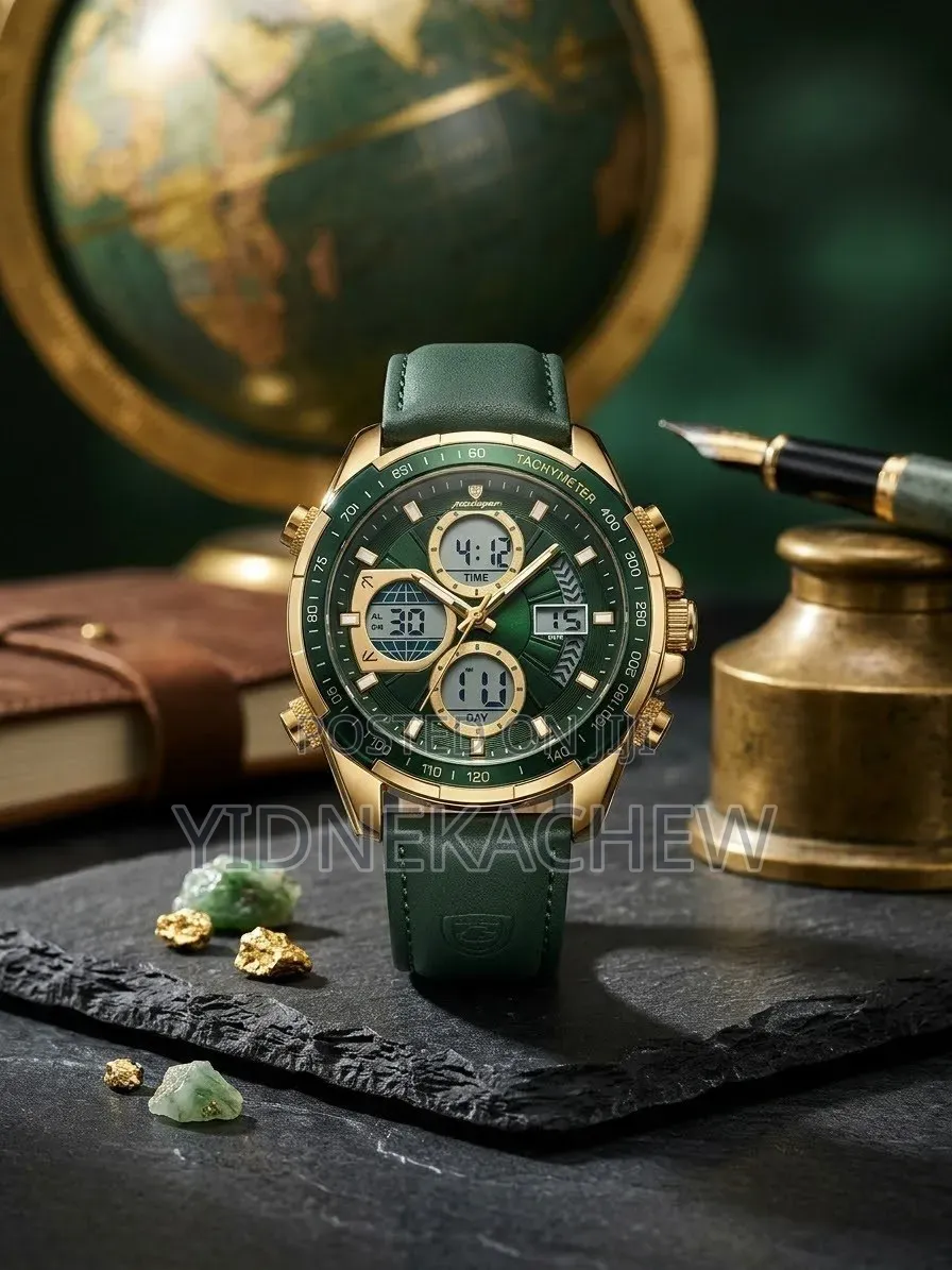 Sporty Wristwatch With Leather Strap