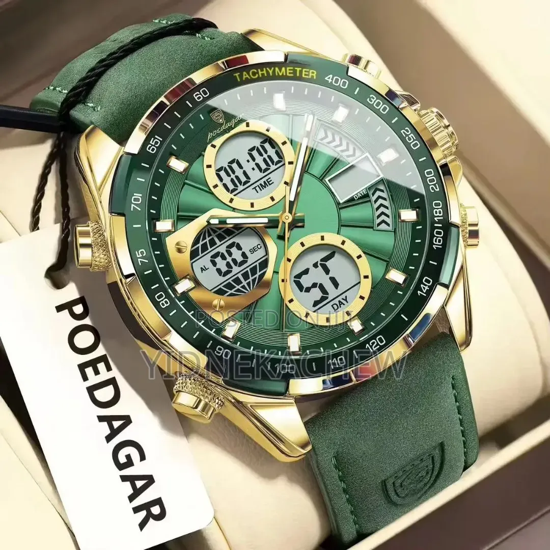 Sporty Wristwatch With Leather Strap