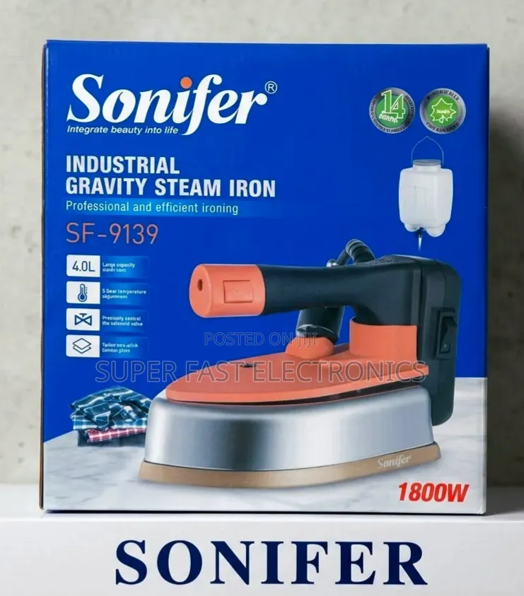 SONIFER Steam Iron Industrial Gravity SF-9139 – 1800W 4.0L Water Tank