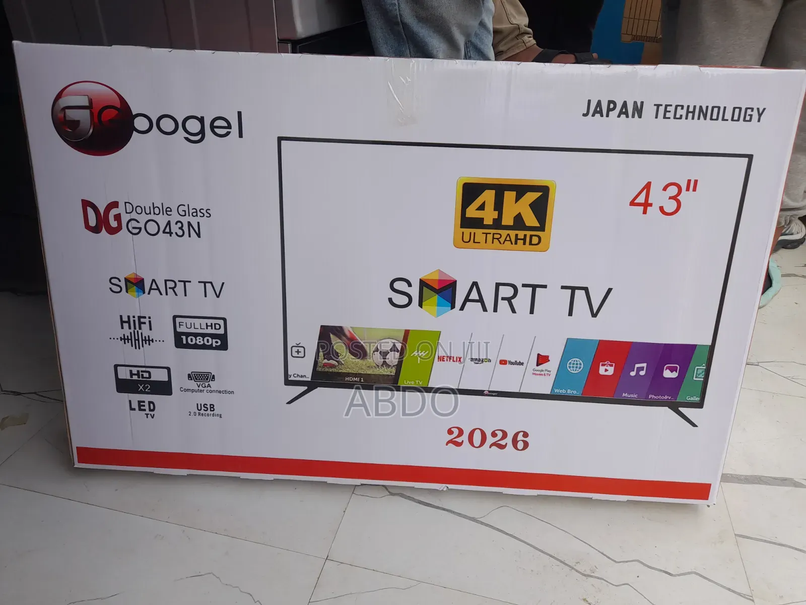 Googel Doubel Gelass Go43N SMART TV 4k Ultra HD TV 2026 Hifi Spaker Nw