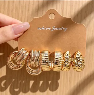 Vintage Exaggerated Gold Earrings Fashion Jewelry for Women