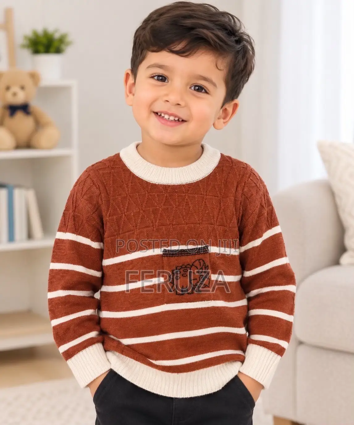 Boys Striped Knit Sweater.