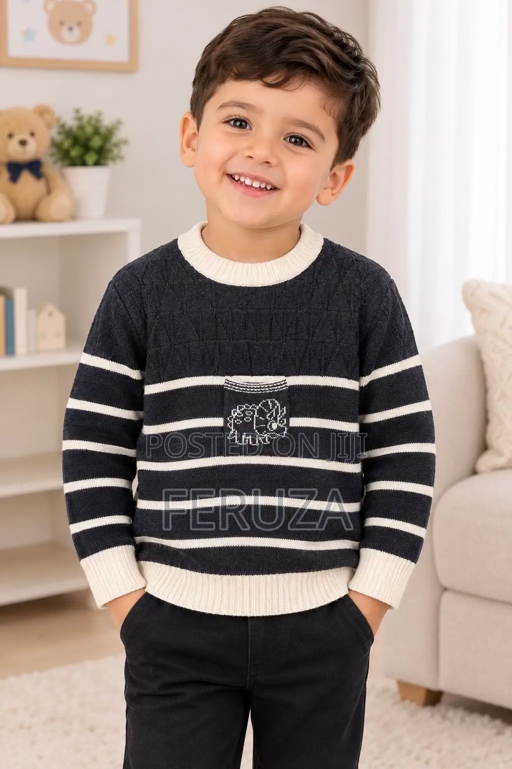 Boys Striped Knit Sweater.