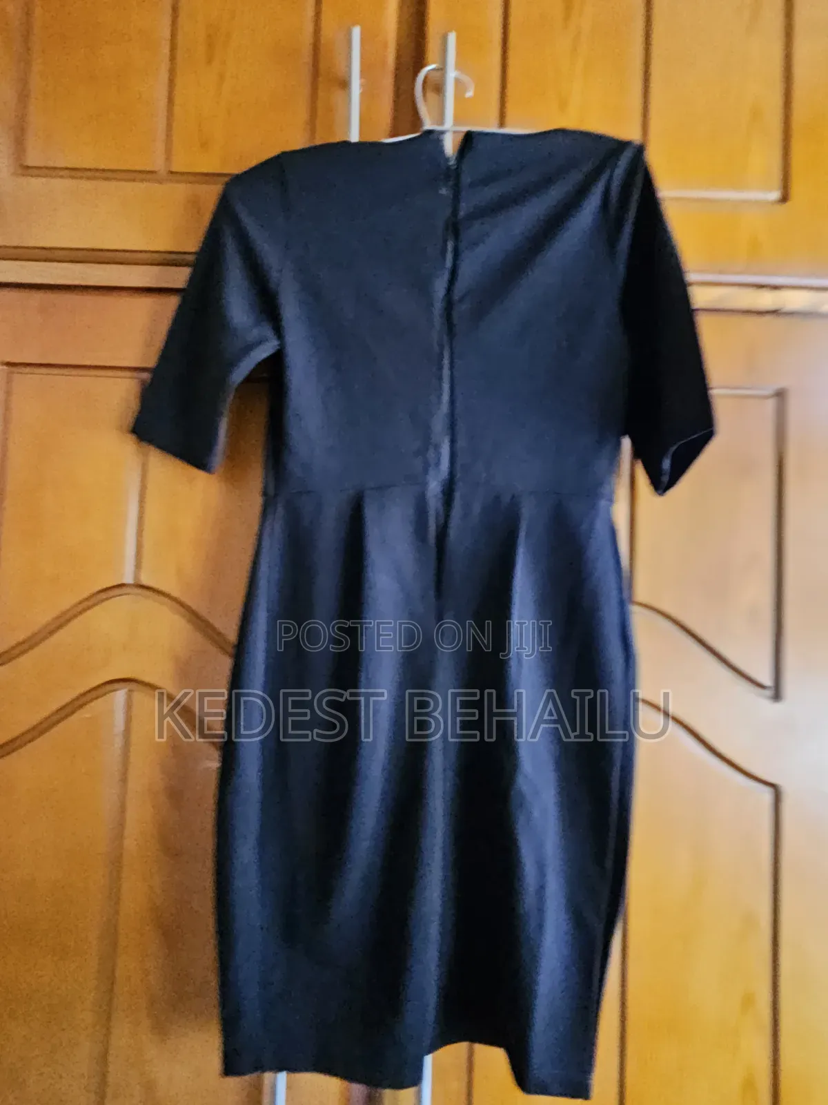 Classic Black Pleated Bodycon Sheath Dress (Office & Formal Wear)