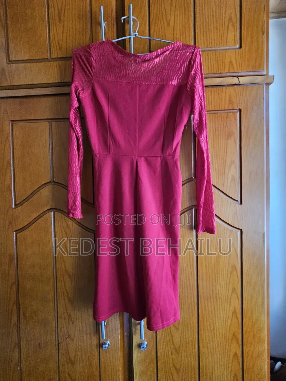 Red Long-Sleeve Skater Dress