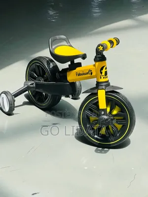 Stylish Yellow and Black Kids Bicycle — ፅዱ ቢጫ እና ጥቁር ቀለም የልጆች ብስክሌት