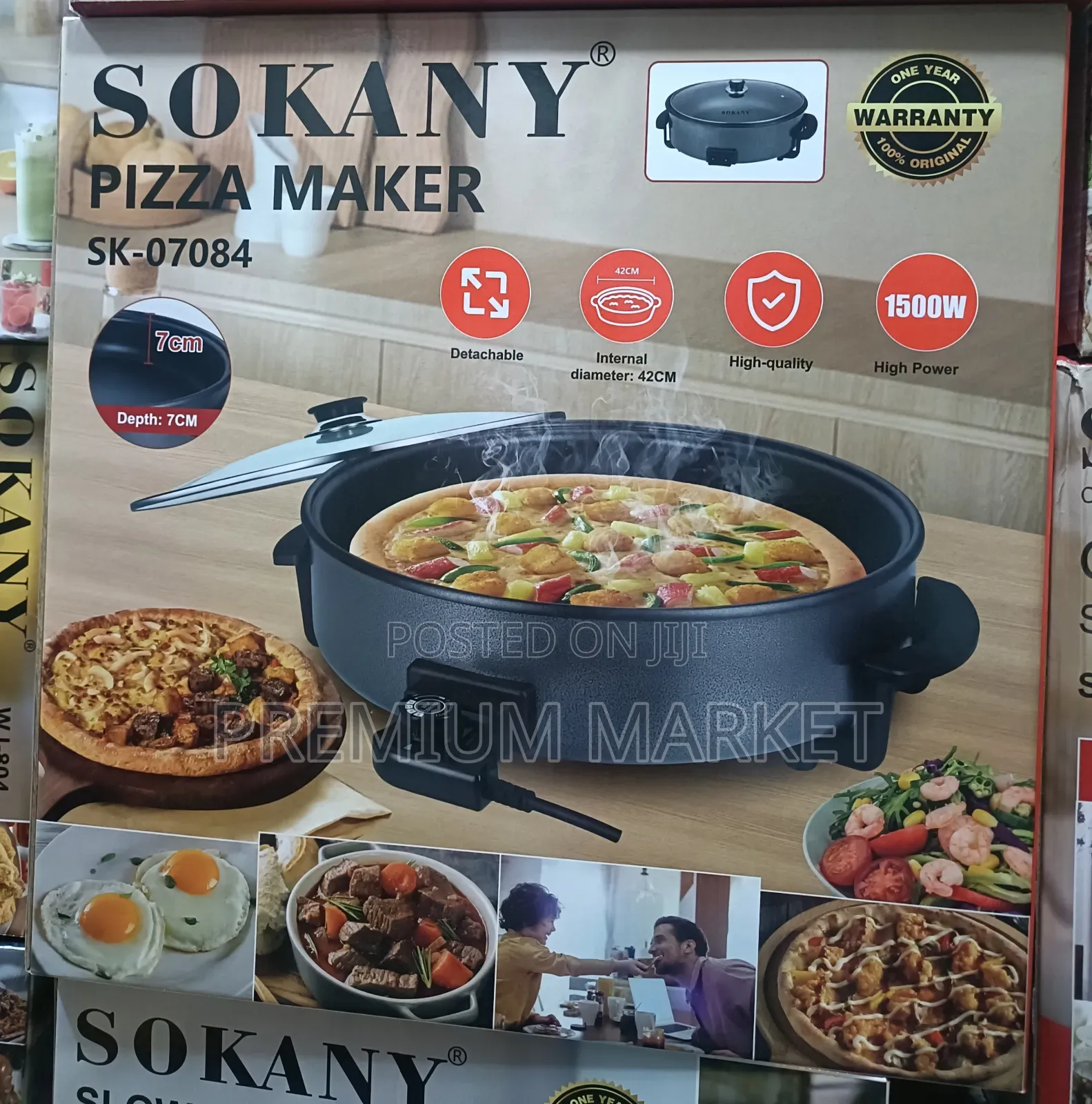 Pizza Pan Sokany Electric 42cm ሶካኒ ኤሌክትሪክ ፒዛ ፓን ሁለገብ ማብሰያ