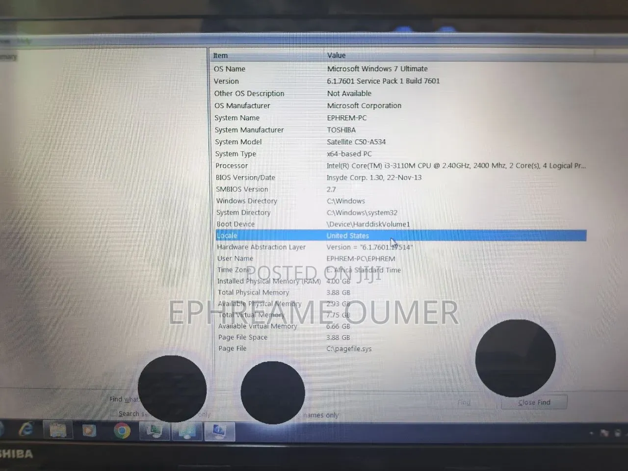 Laptop Toshiba C50 4GB Intel Core i3 HDD 500GB