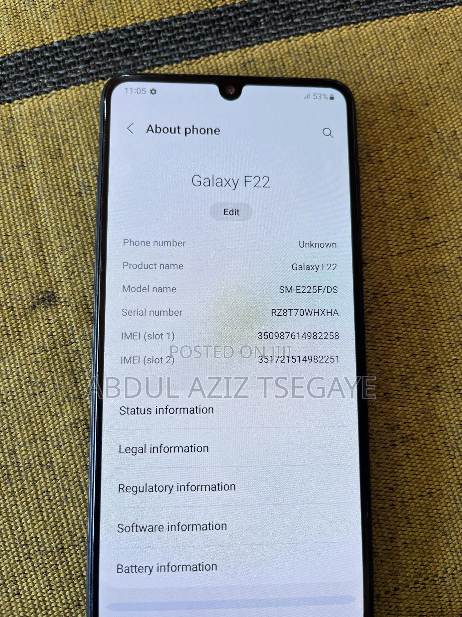 Samsung Galaxy F22 64 GB Blue