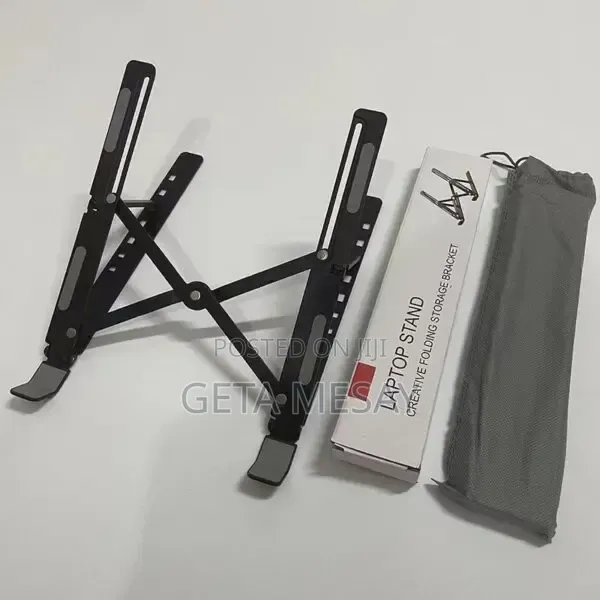 Aluminum 7-in-1 Adjustable Laptop Stand – Black በጥቁር