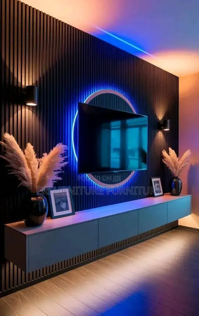 Modern TV Wall Unit With LED Lighting
