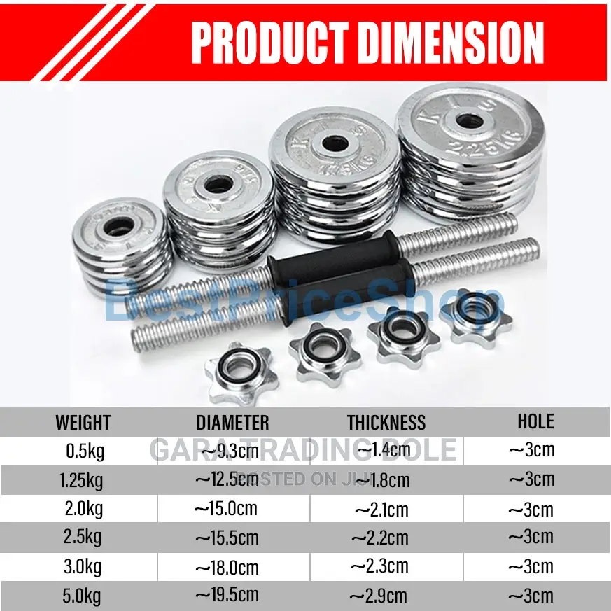 Dumbbell and Barbell 50kg Silver and Black Available