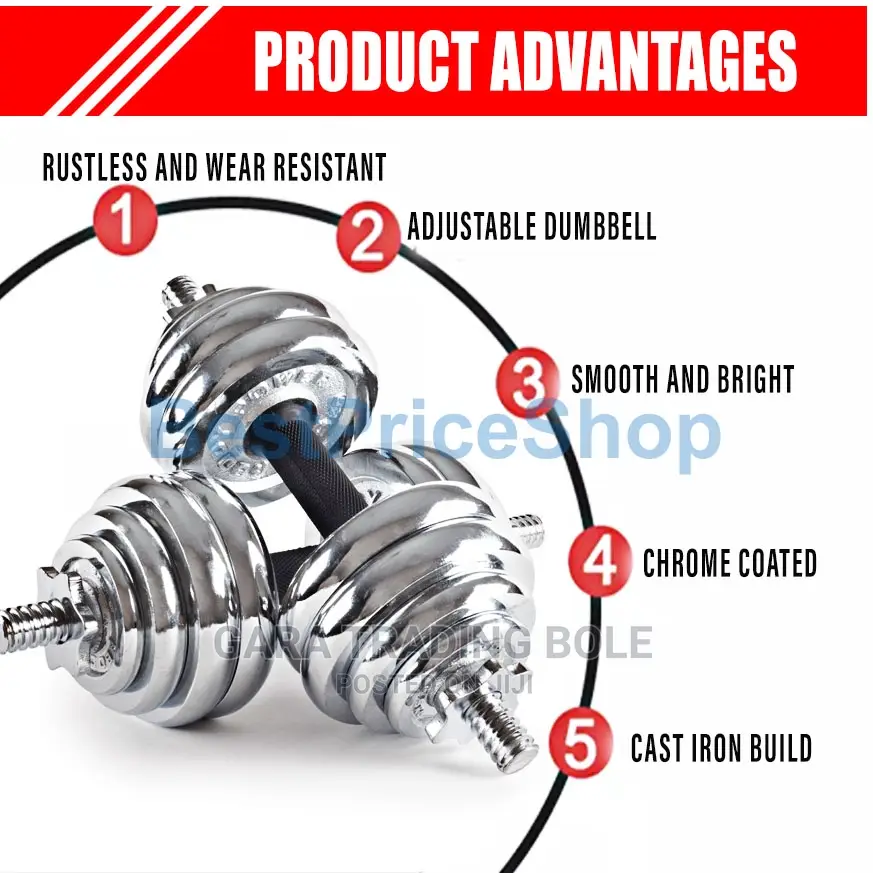 Dumbbell and Barbell 50kg Silver and Black Available