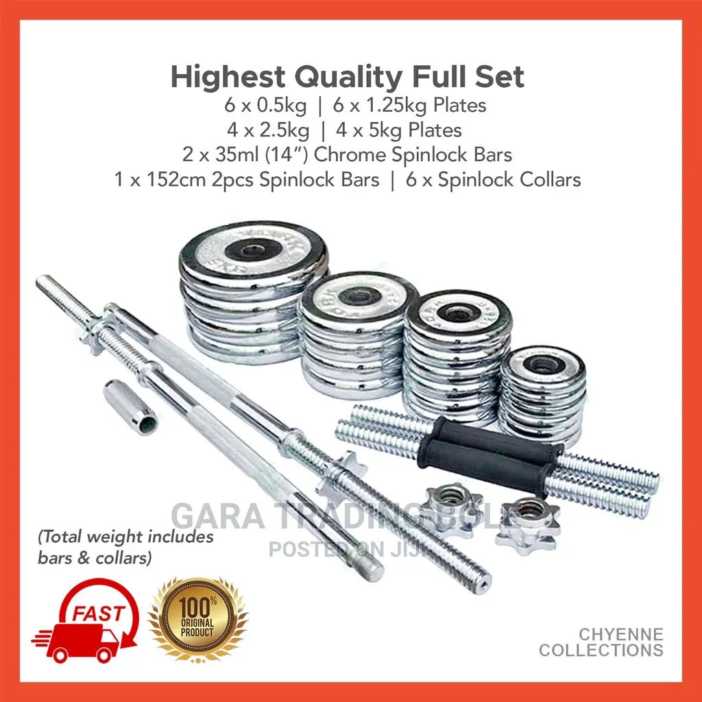 Dumbbell and Barbell 50kg Silver and Black Available