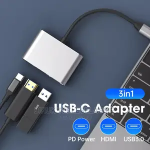 Type C Hub Adapter 3 in 1 to Hdmi+Usb 3.0 + Pd
