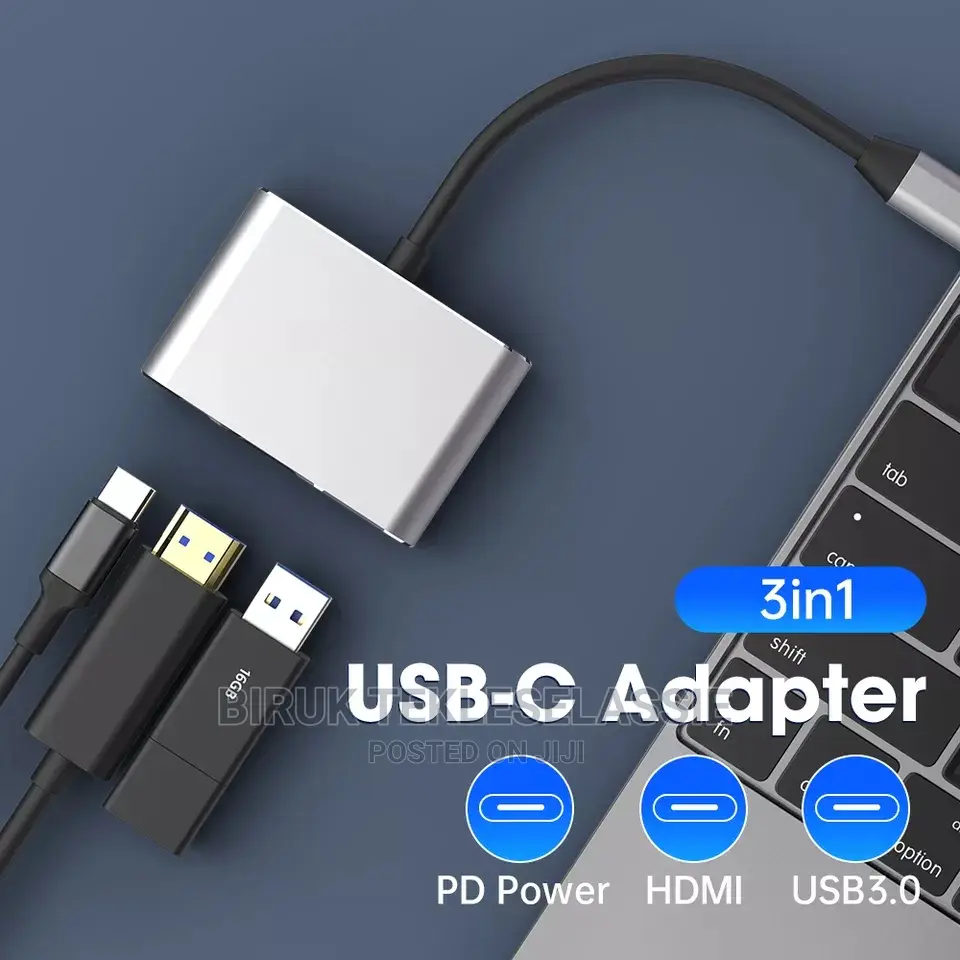 Type C Hub Adapter 3 in 1 to Hdmi+Usb 3.0 + Pd