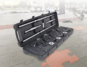 Dumbbell and Barbell 50kg Silver Black Delivery Available