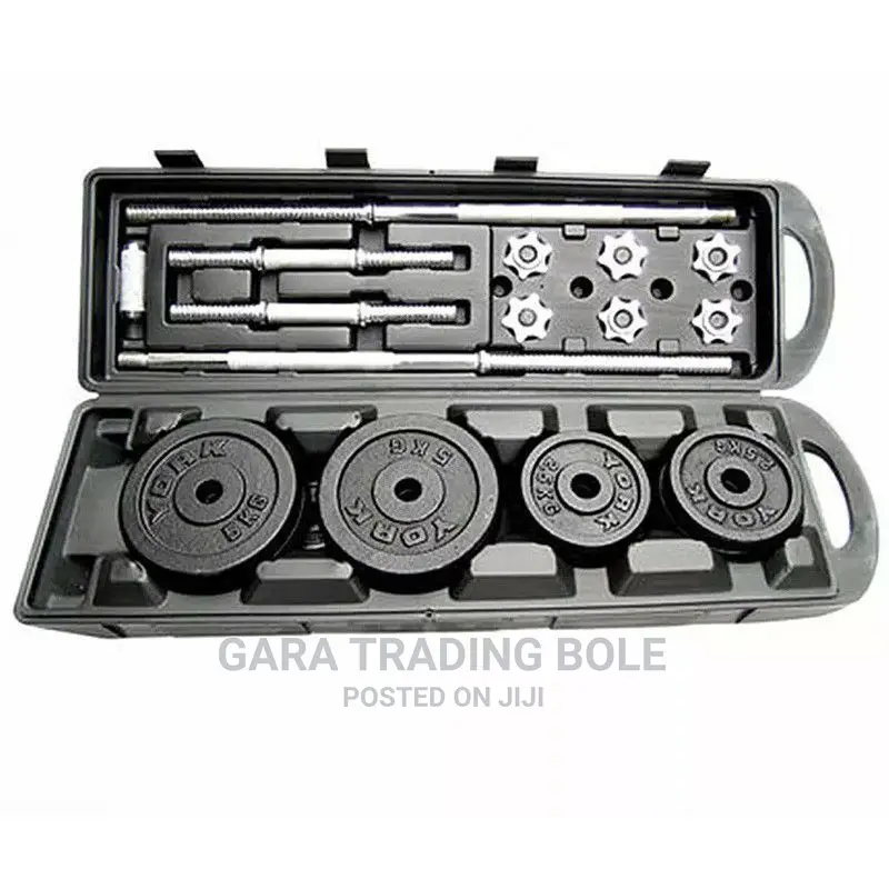 Dumbbell and Barbell 50kg Silver Black Delivery Available