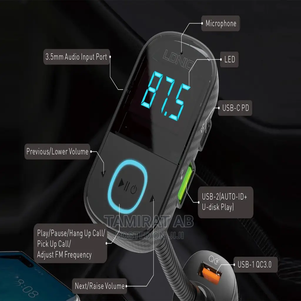 Fm Transmitter Wireless Car Bluetooth; 43w Charging Output