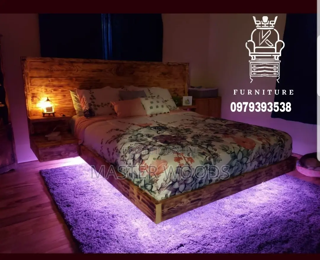 Wood Bed With Led Light