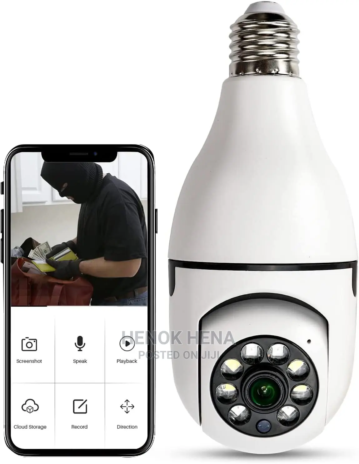የአምፖል ማቀፊያላይ ተገጠሞ የሚቀርፅ Bulb Rotating Security Camera 360°