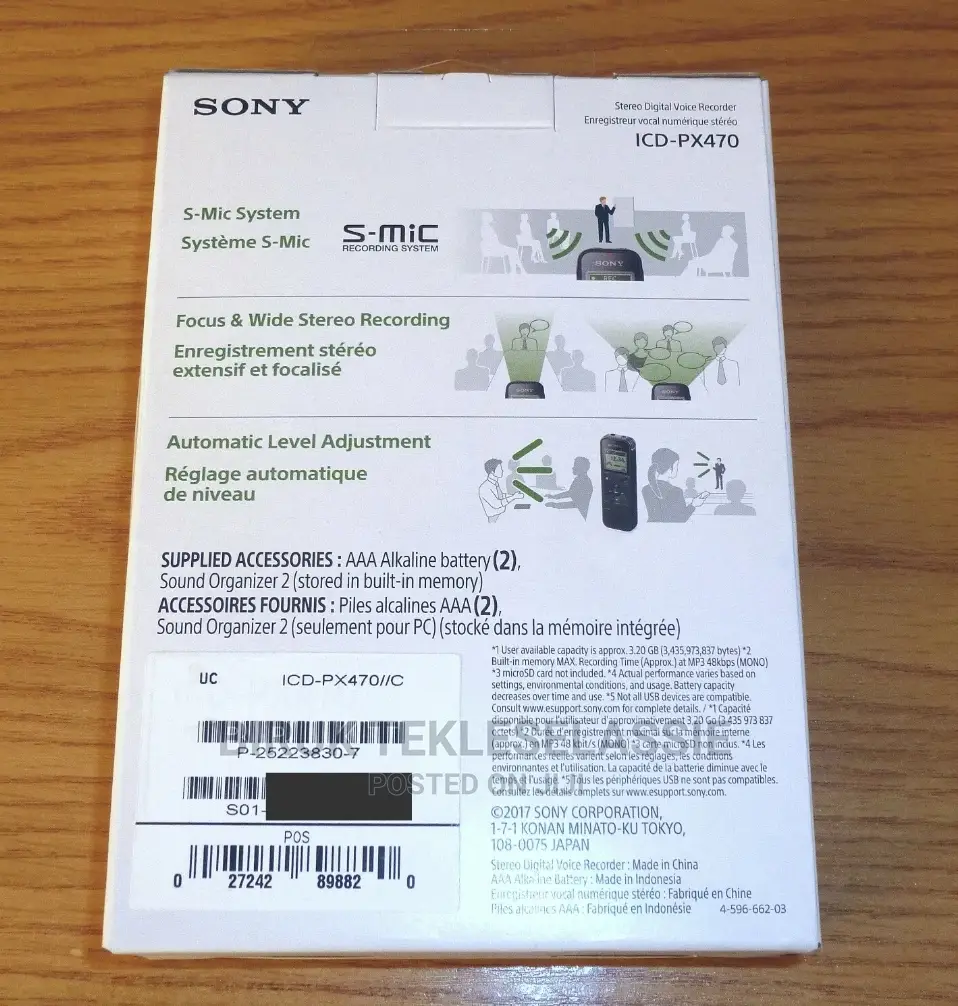 Sony Digital Voice Recorder Icd-Px470 New Packed