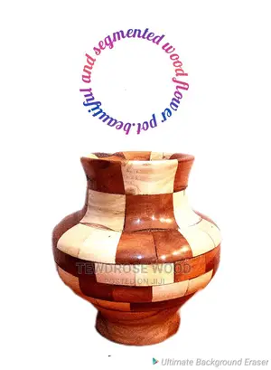 Photo - Very Beautiful And Segmented Wood Flower Pot.