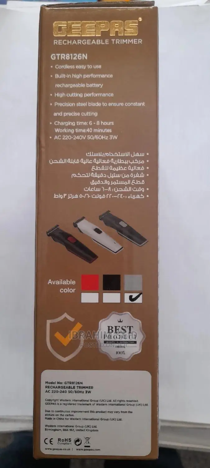 Geepas Cordless Rechargeable Hair Trimmer