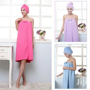 Photo - Microfiber Bowknot Pattern Bath Towel Sheet Set Absorbent Ba