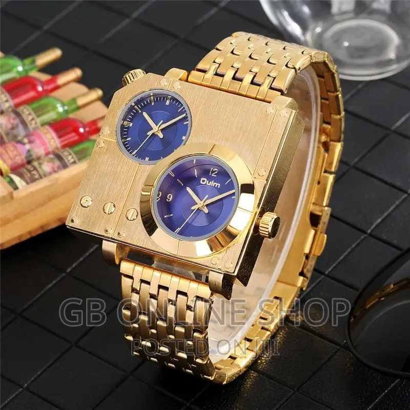 Top Brand Oulm Watch Square Case Dual Time Watches