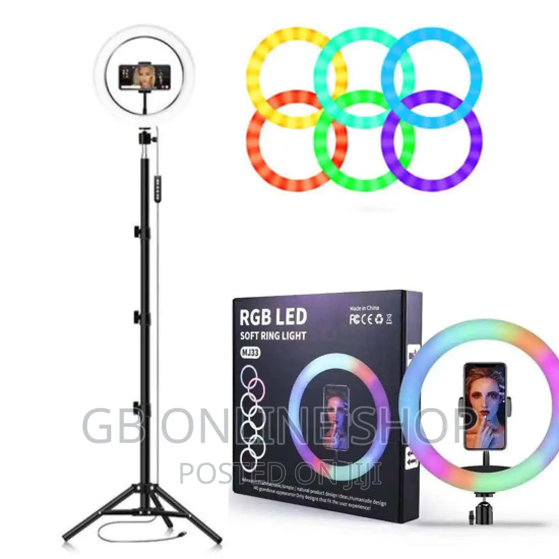 Mj33 Rgb LED Soft Ring Light + Phone Holder