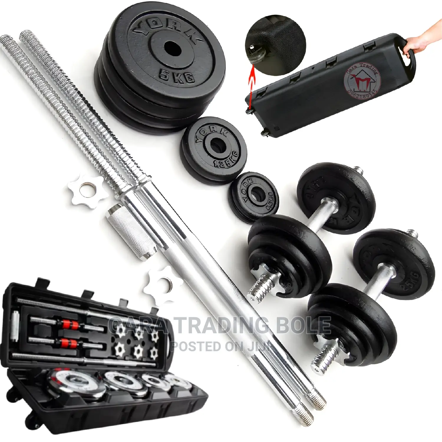 Dumbbell and Barbell 50kg Silver and Black Free Delivery