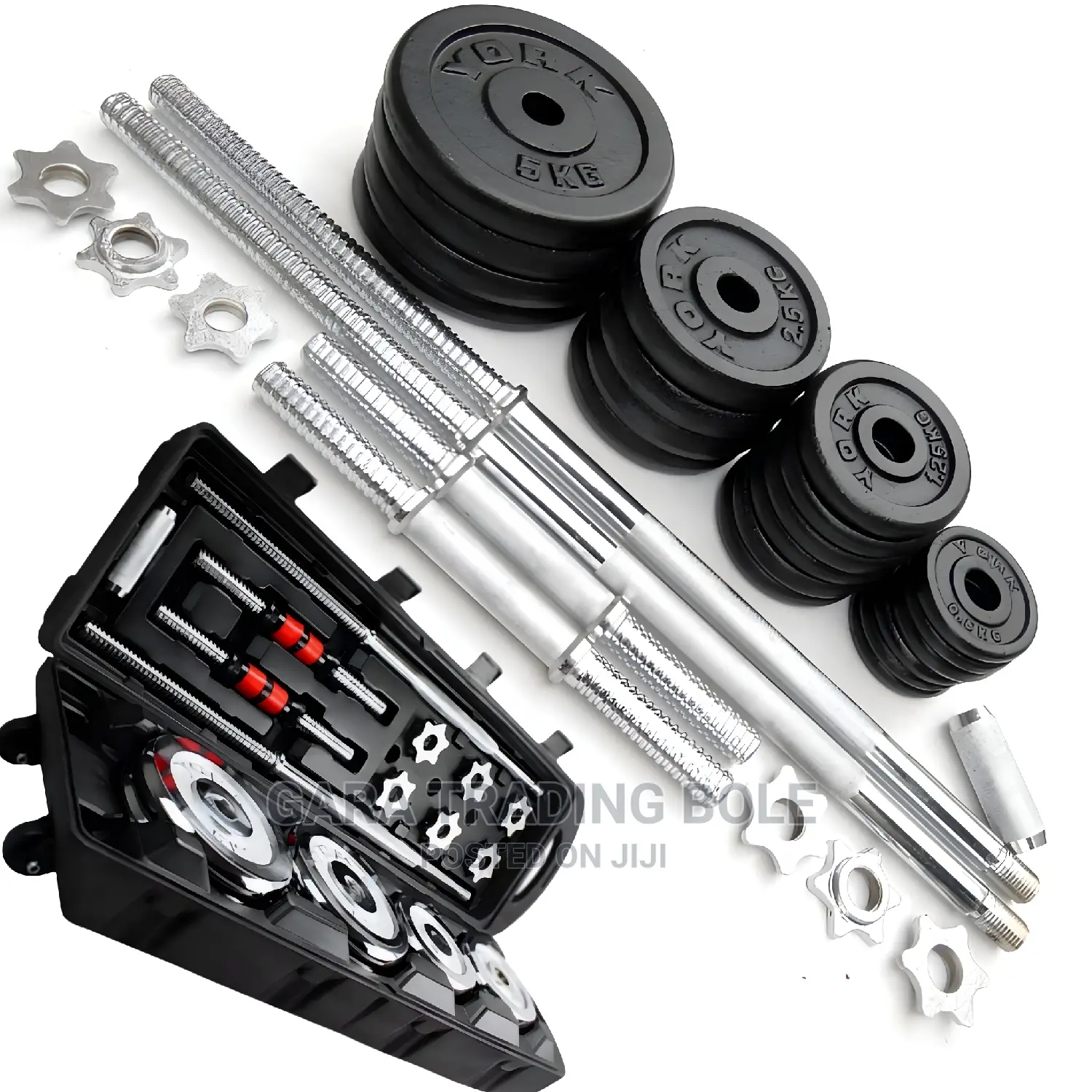 Dumbbell and Barbell 50kg Silver and Black Free Delivery