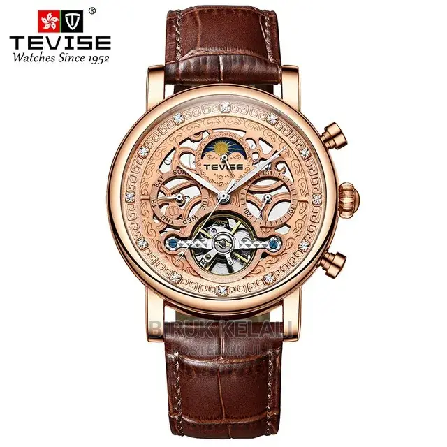 Tevise Leather Automatic Watch