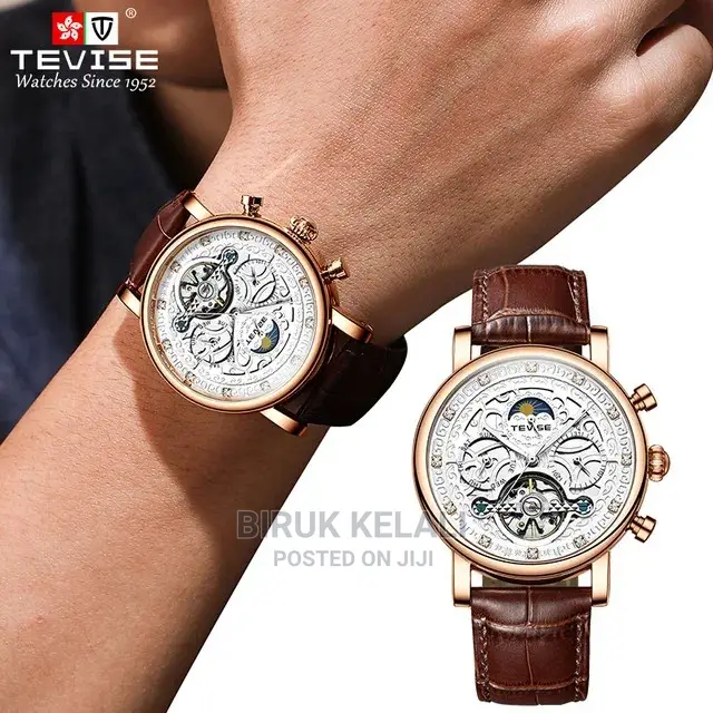 Tevise Leather Automatic Watch