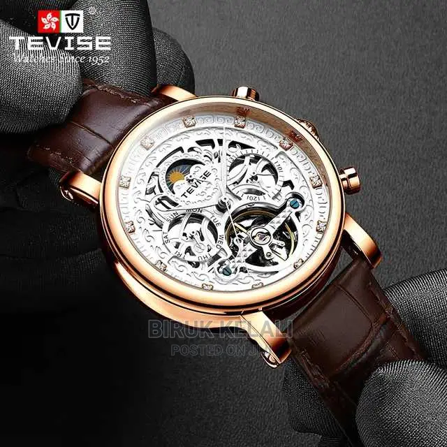 Tevise Leather Automatic Watch