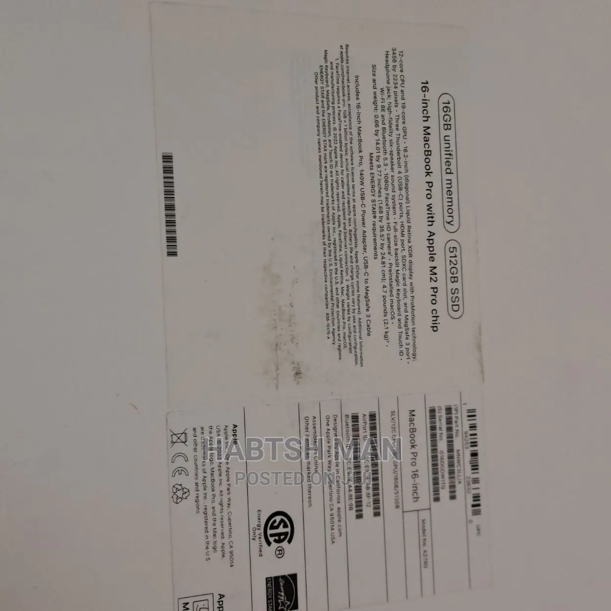 New Laptop Apple MacBook 16GB SSD 512GB