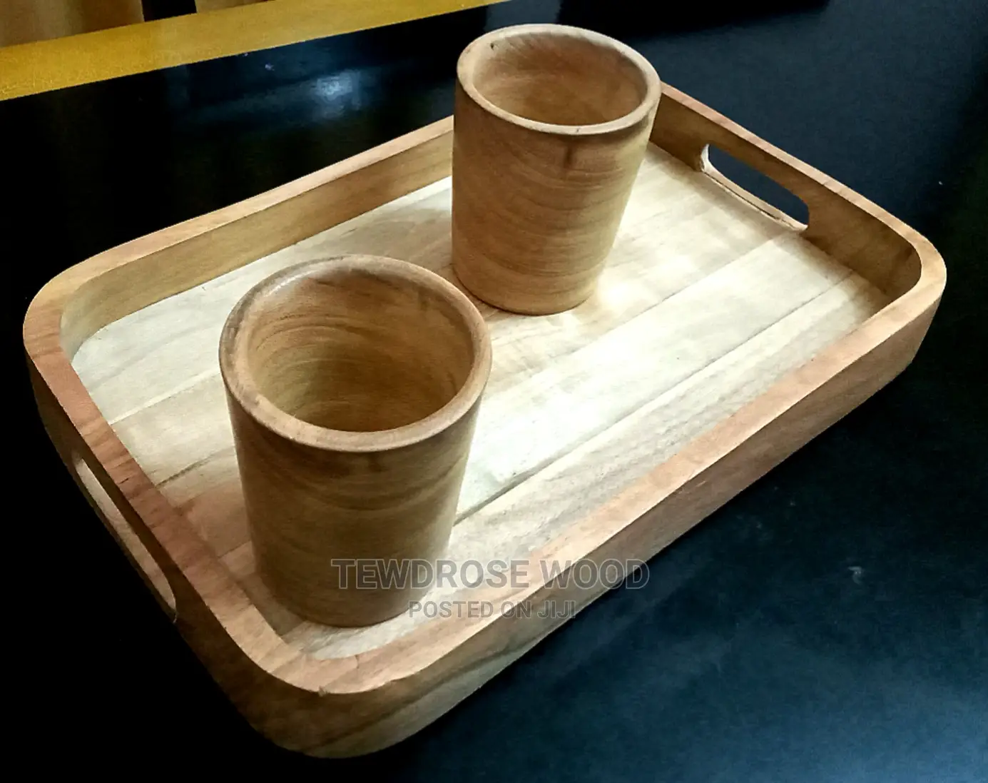 Very Beautiful Wood Plate With Its Mug.