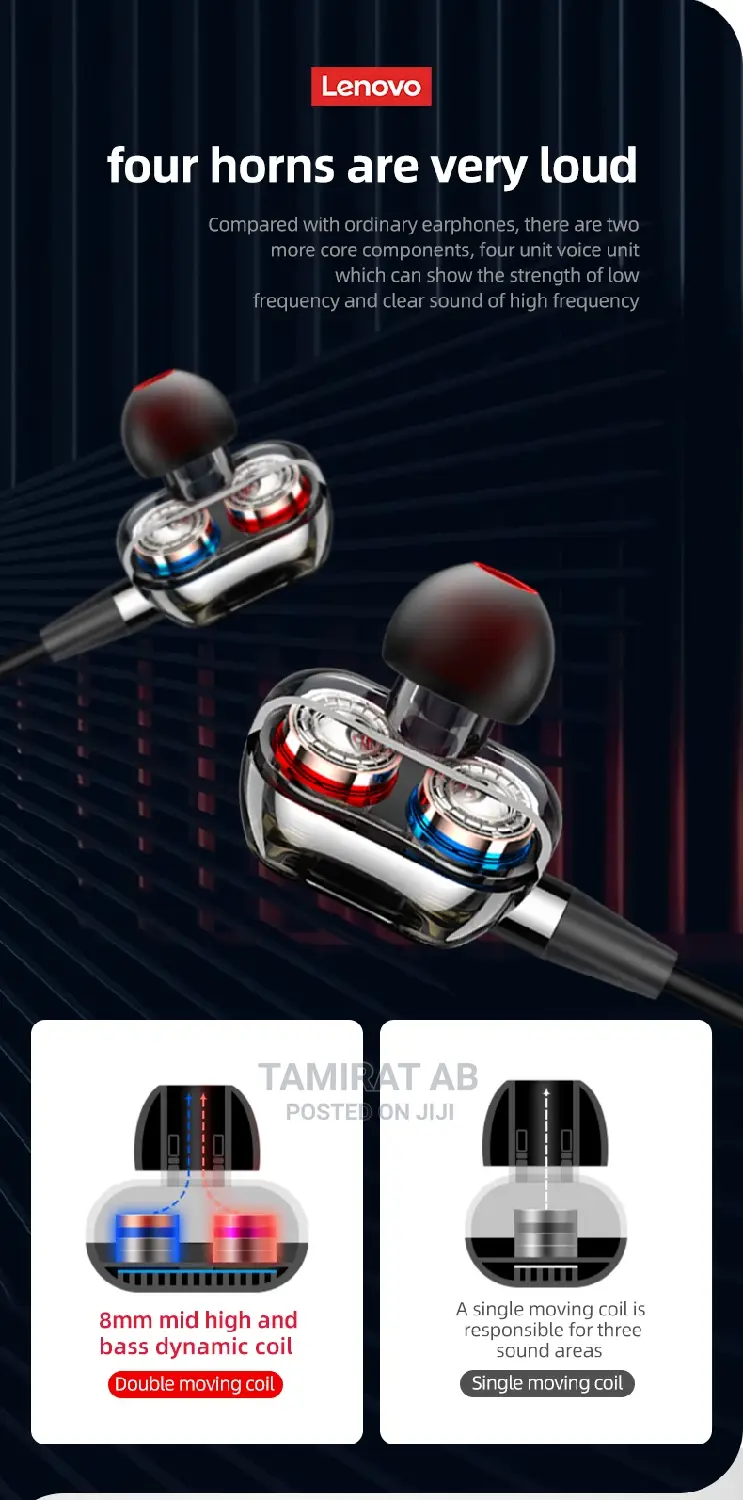 Lenovo HE05 Pro Neck Mount Dual Dynamic Driver Earphones