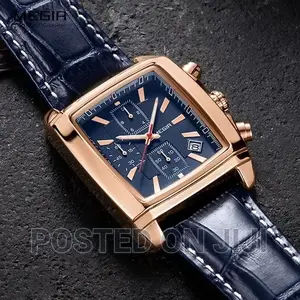 MEGIR Rectangle Dial Chronograph Quartz Watch for Men Luxury